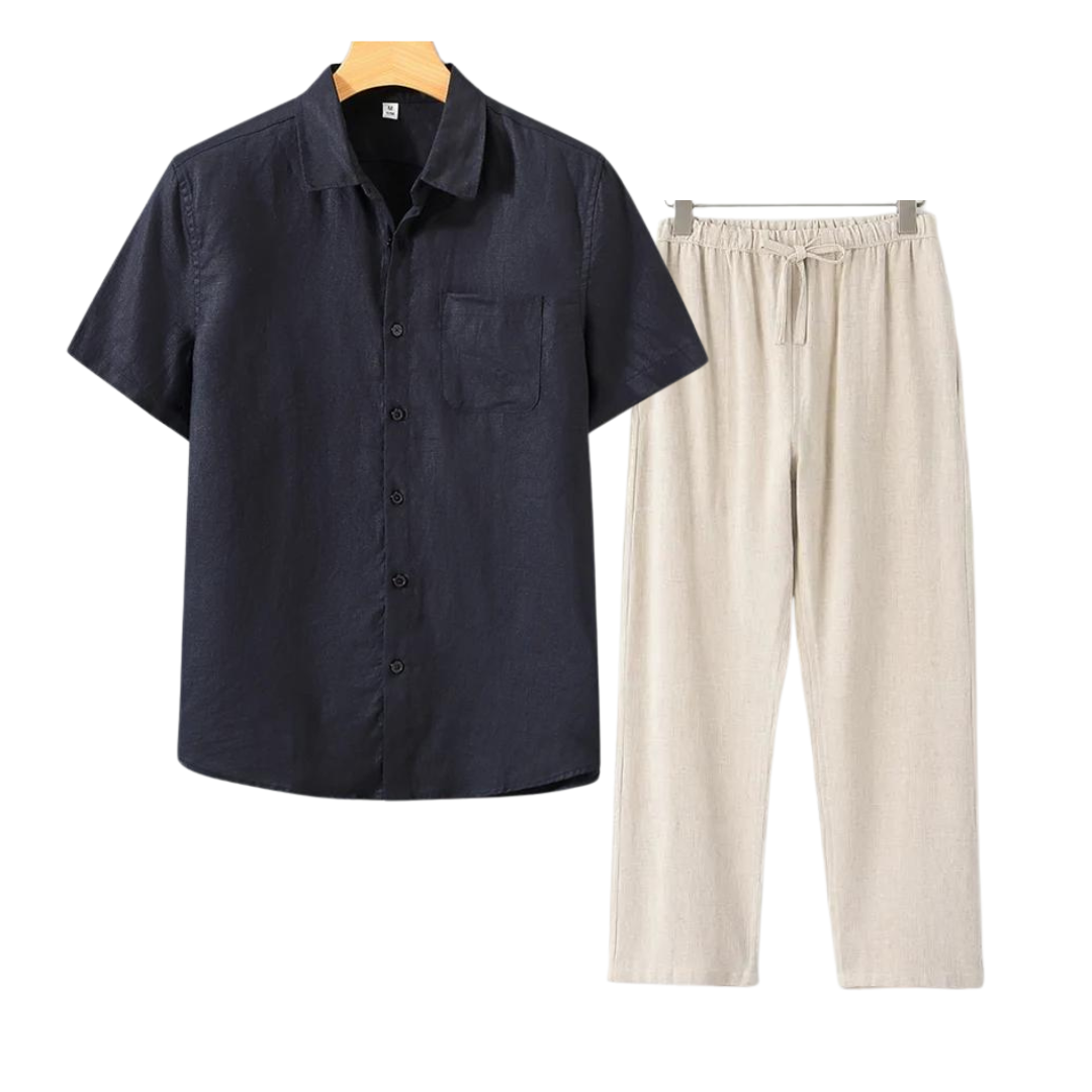 Beyond Chic | Linen Combo Short Sleeve