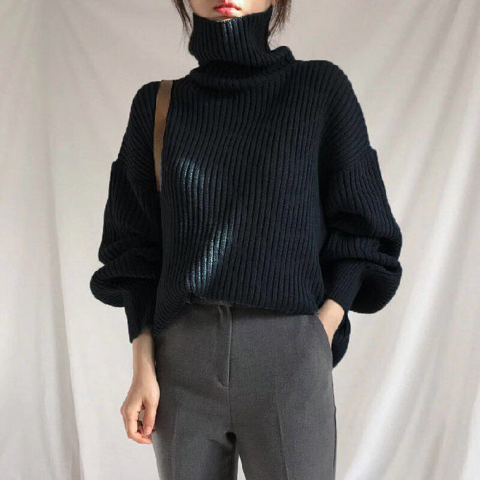 Evoque™ | Luxe Turtleneck Balloon Sleeve Sweater