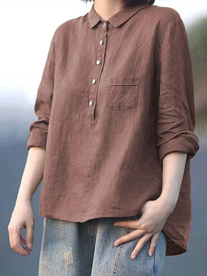 EVOQUE™ | Casual Linen Button-Up Shirt