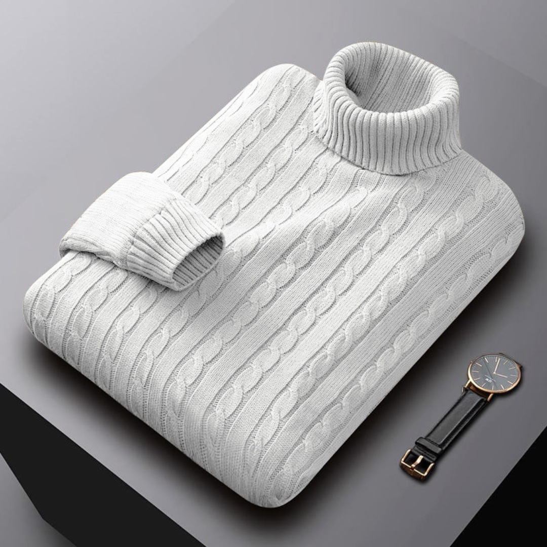 Evoque™ | Classic Cable Knit Turtleneck Sweater