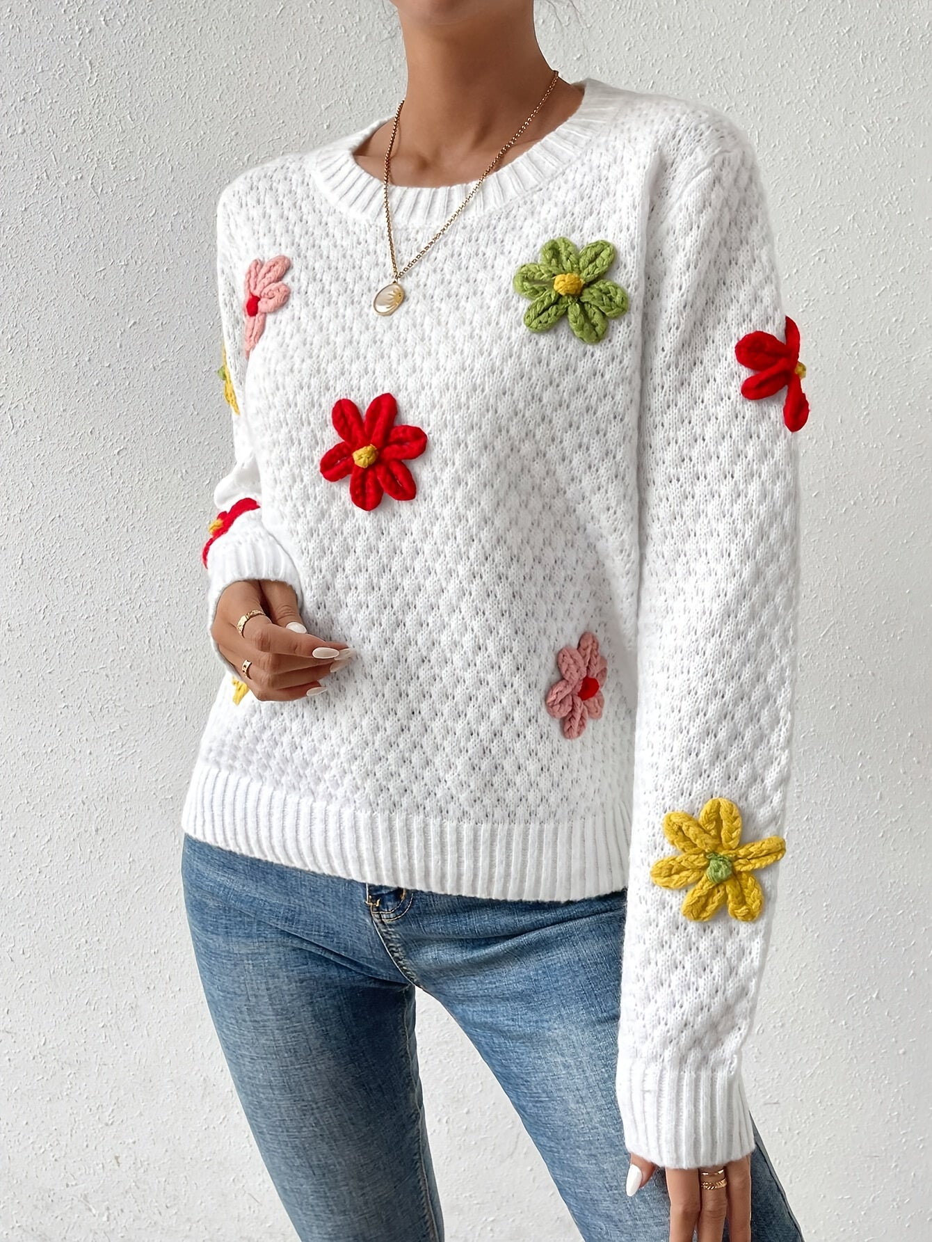 Evoque™ | 3D Floral Knit Sweater