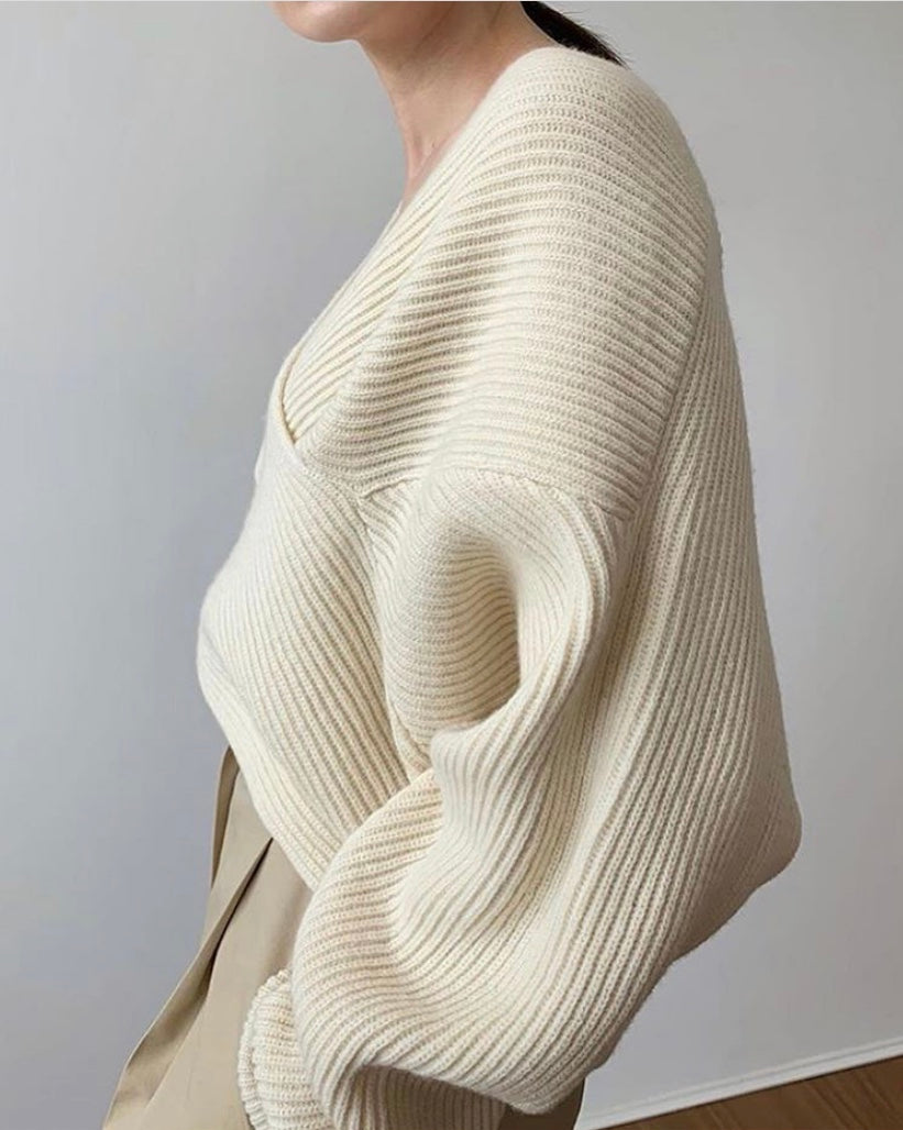 Evoque™ | Chic Cross-Wrap Knit Sweater