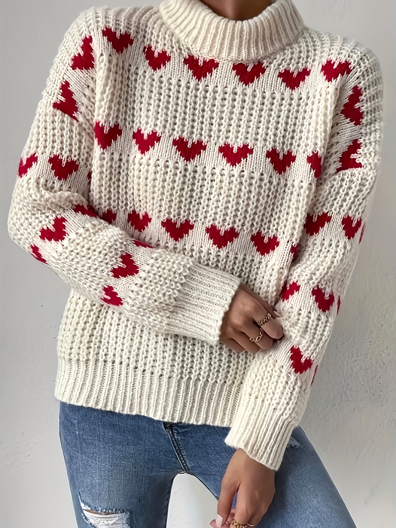 Evoque™ | Cozy Heart Knit Sweater