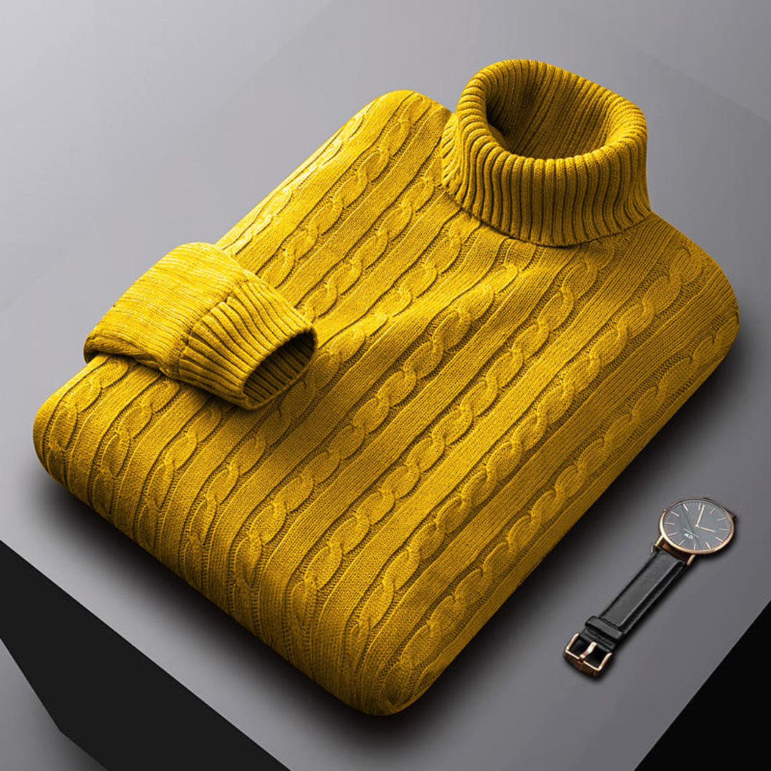 Evoque™ | Classic Cable Knit Turtleneck Sweater