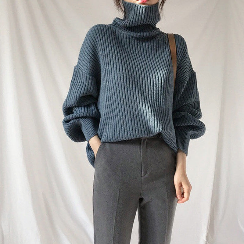 Evoque™ | Luxe Turtleneck Balloon Sleeve Sweater