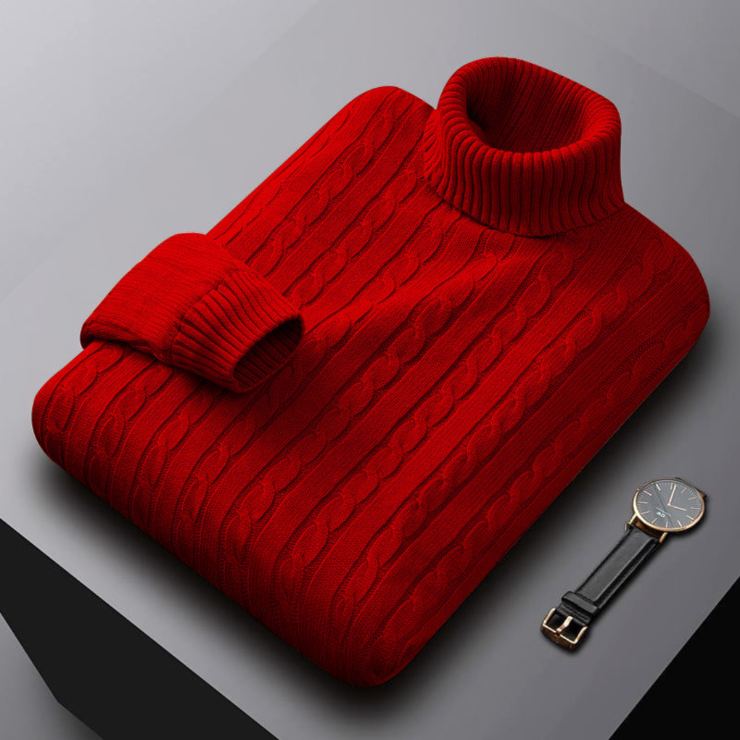 Evoque™ | Classic Cable Knit Turtleneck Sweater