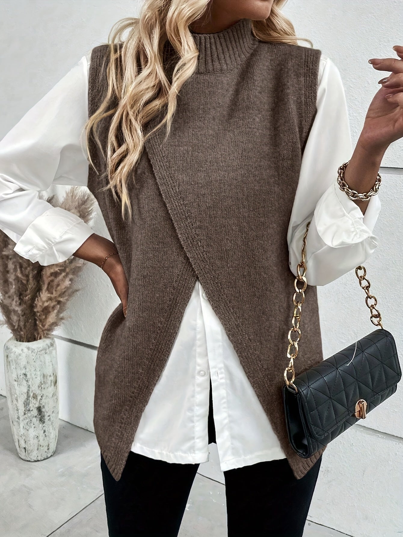 Evoque™ | Elegant High-Neck Knit Vest