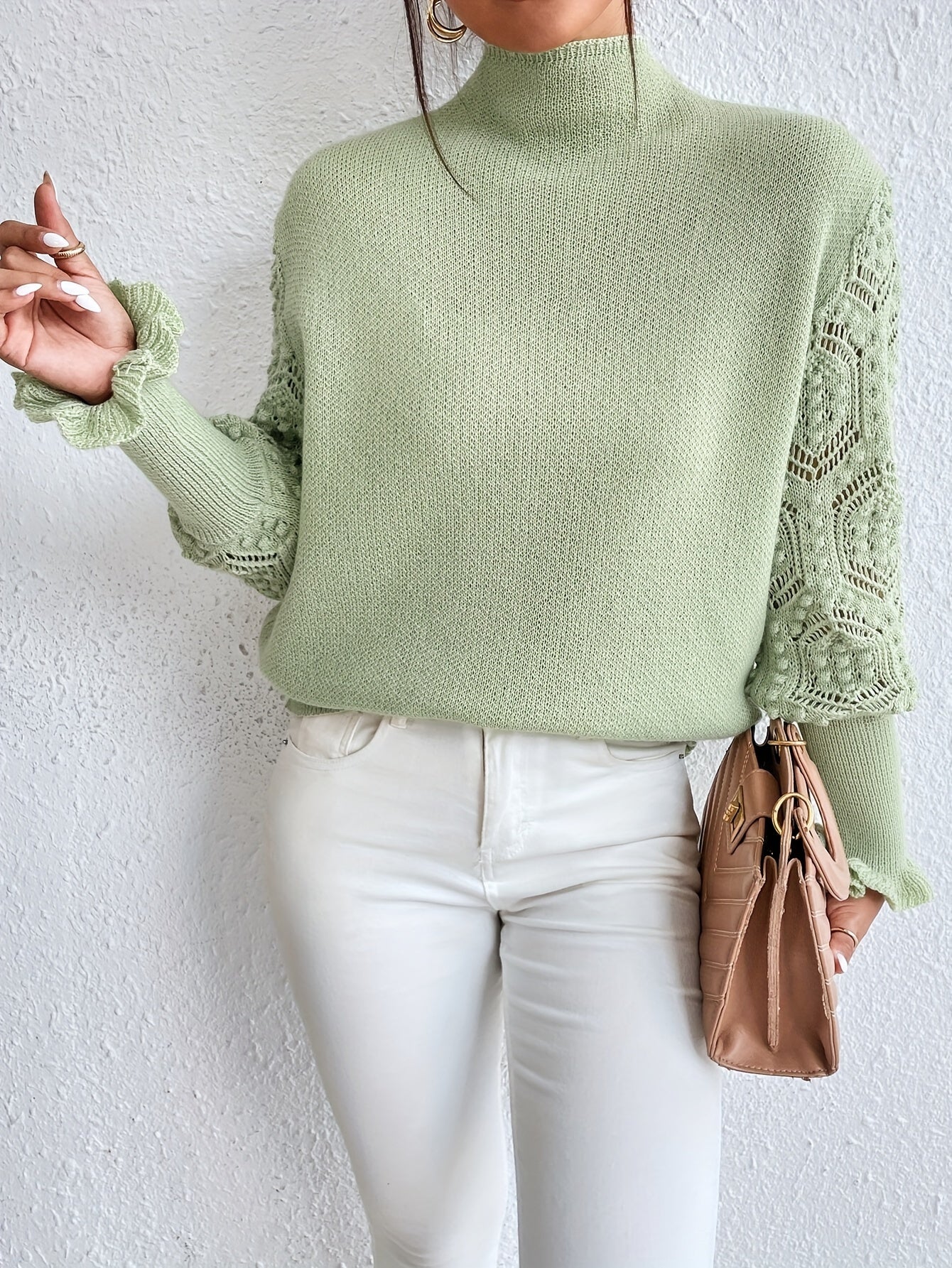 Evoque™ | Lace Sleeve Knit Sweater