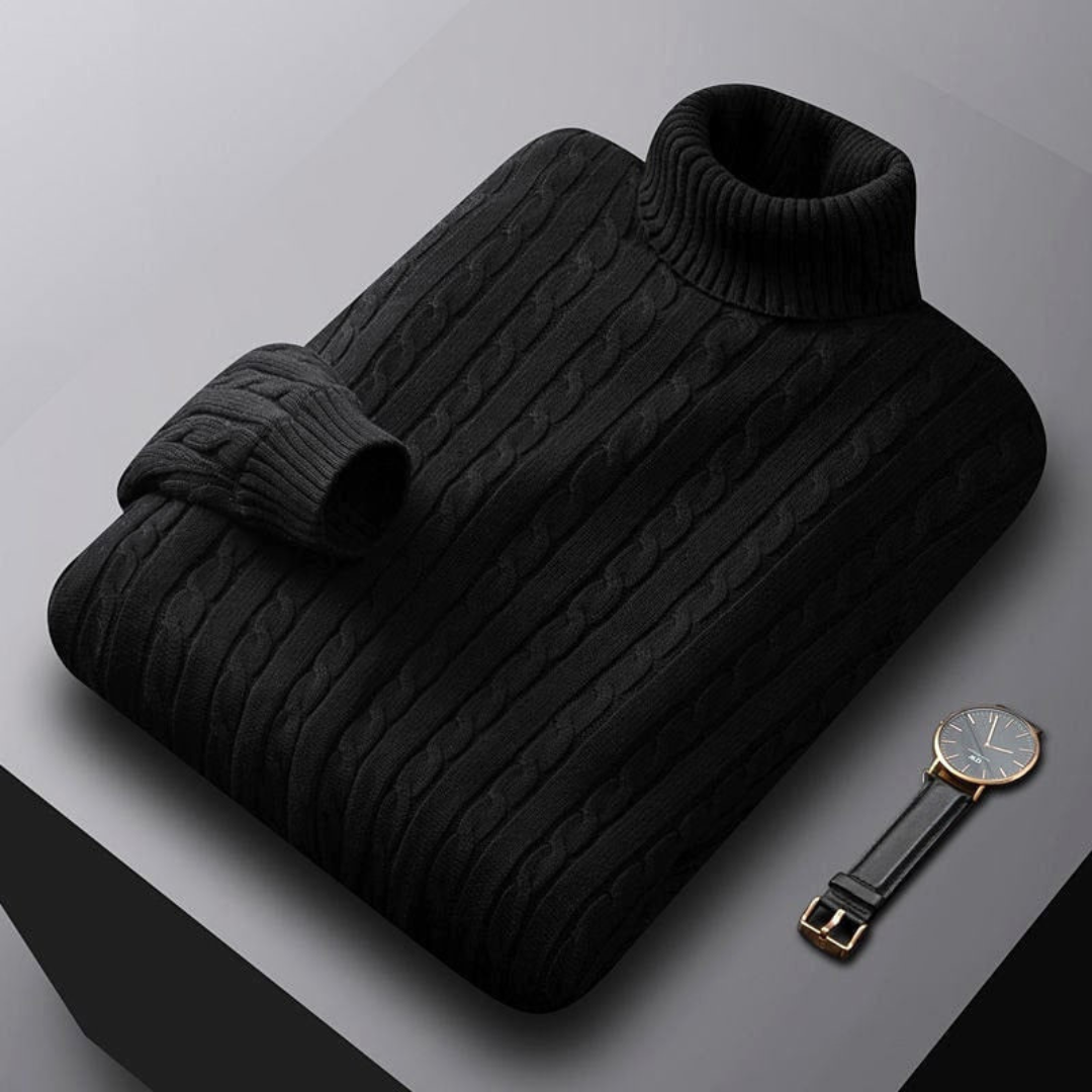 Evoque™ | Classic Cable Knit Turtleneck Sweater