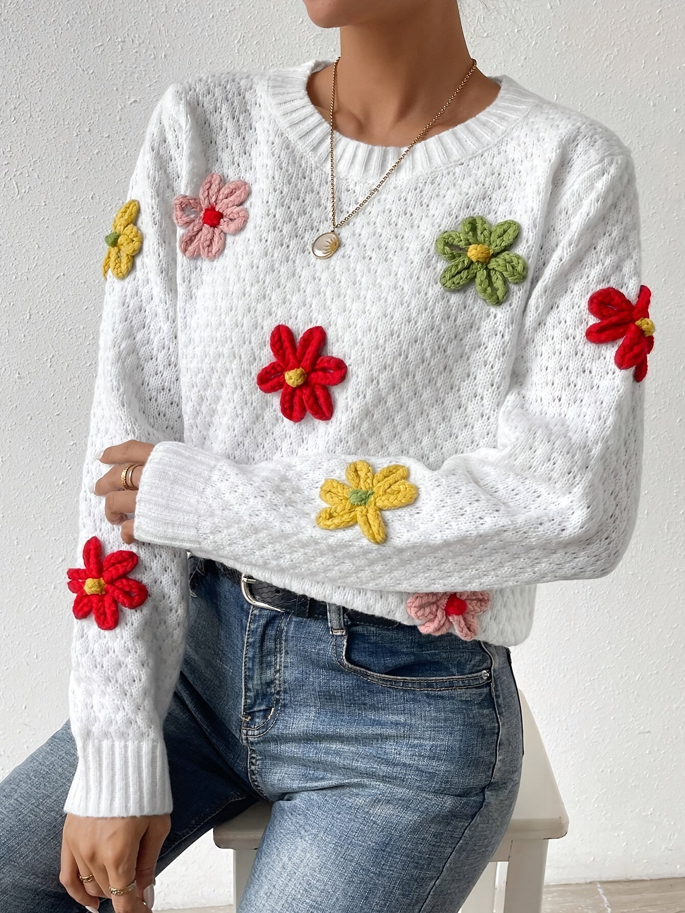 Evoque™ | 3D Floral Knit Sweater