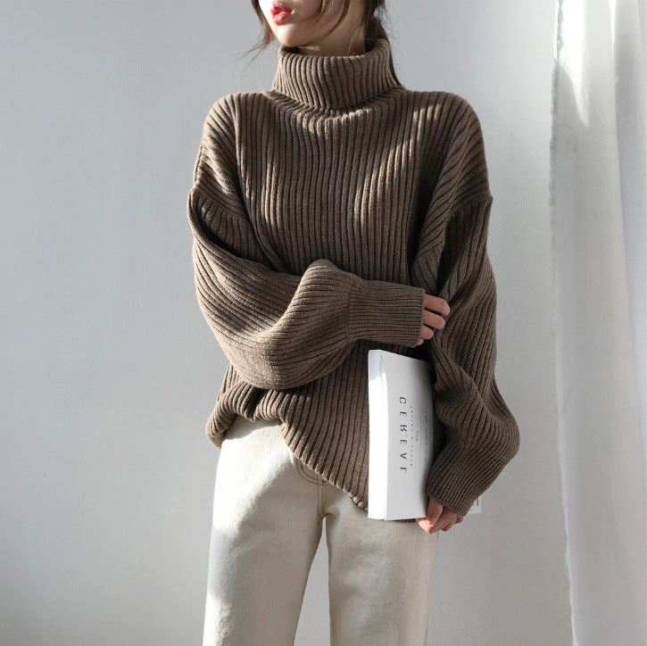 Evoque™ | Luxe Turtleneck Balloon Sleeve Sweater