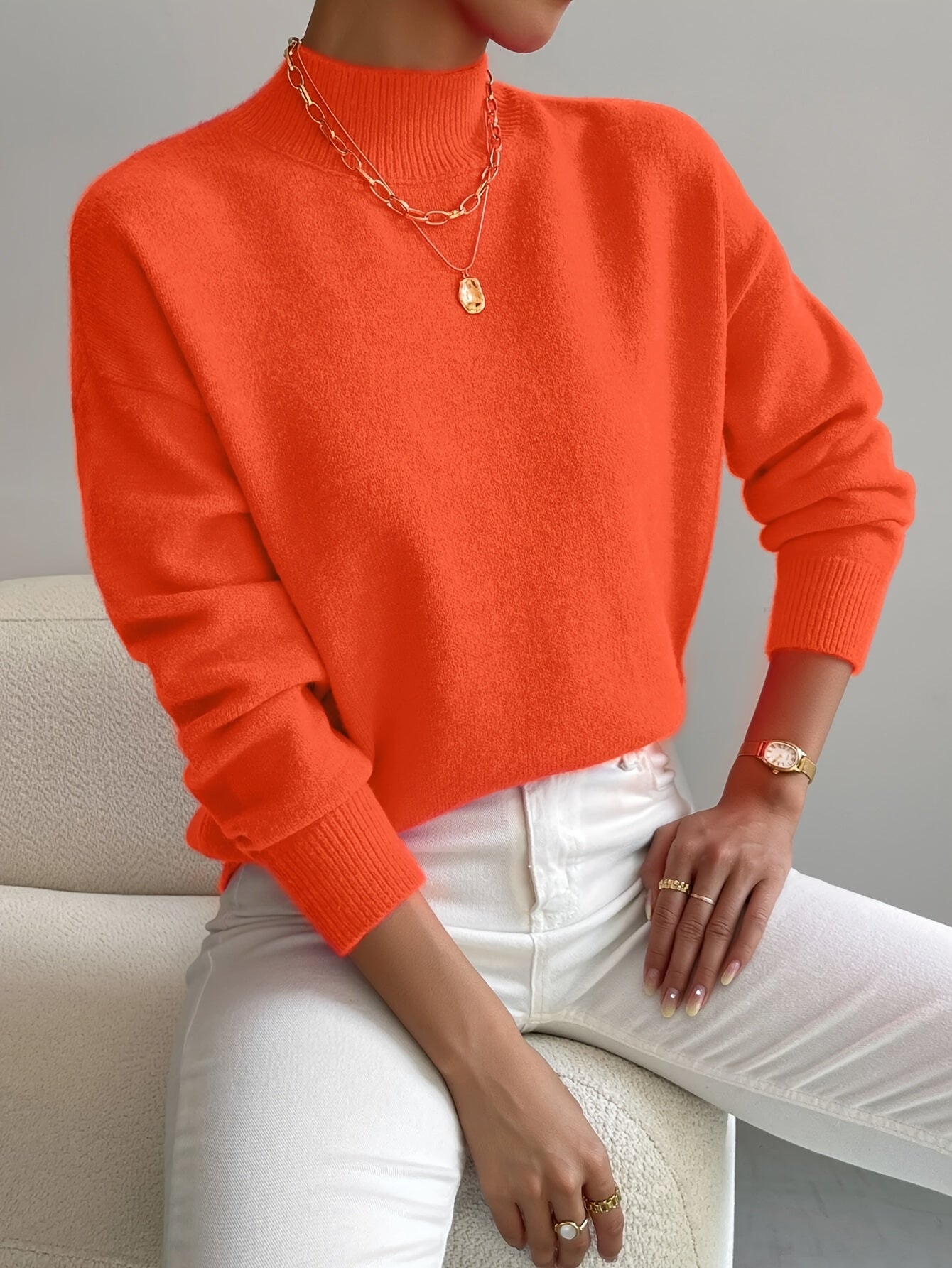 Evoque™ | Classic High-Neck Knit Sweater