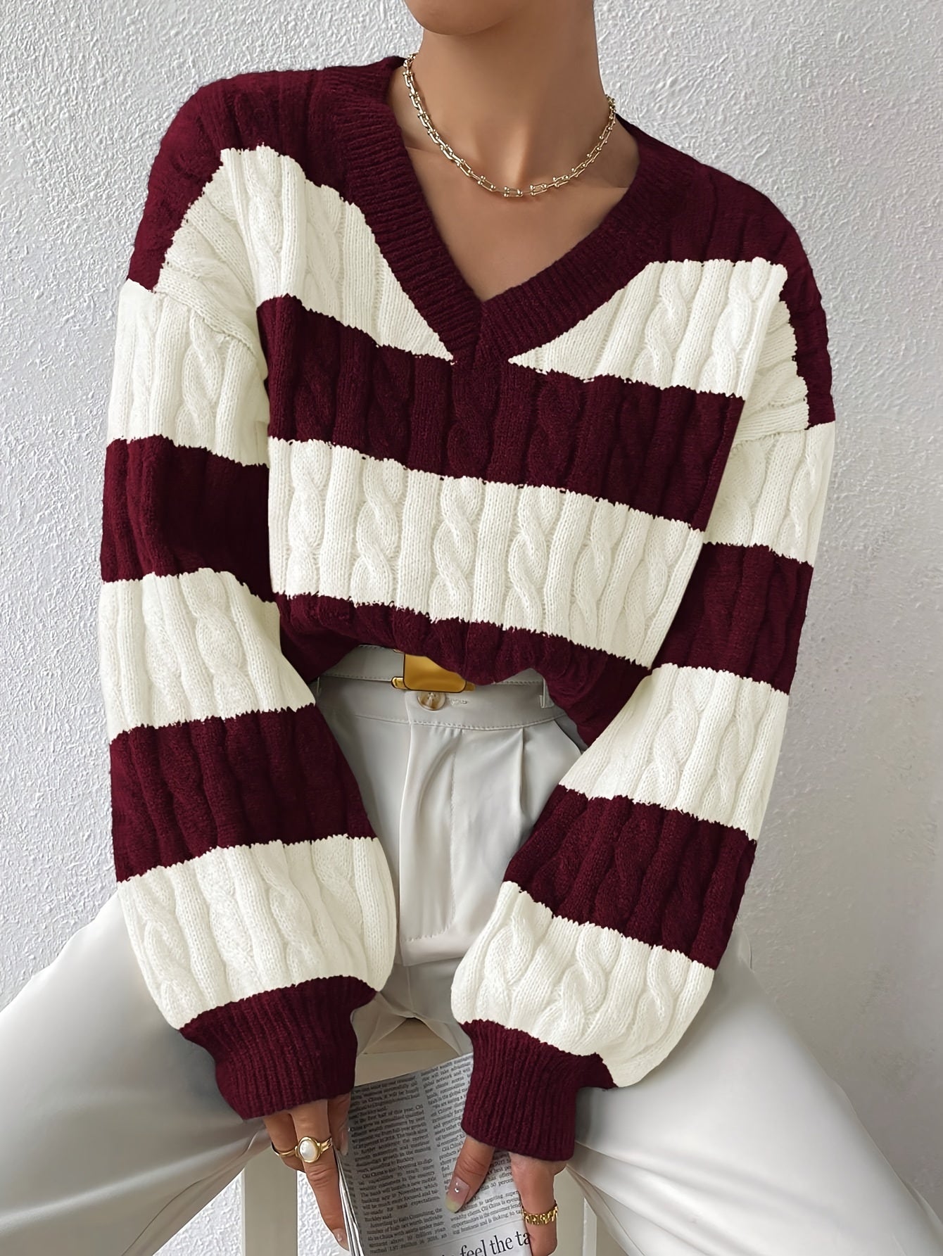 Evoque™ | Color Block Knit Sweater