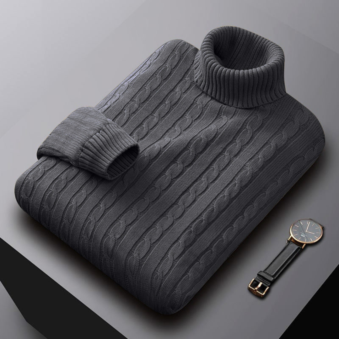 Evoque™ | Classic Cable Knit Turtleneck Sweater