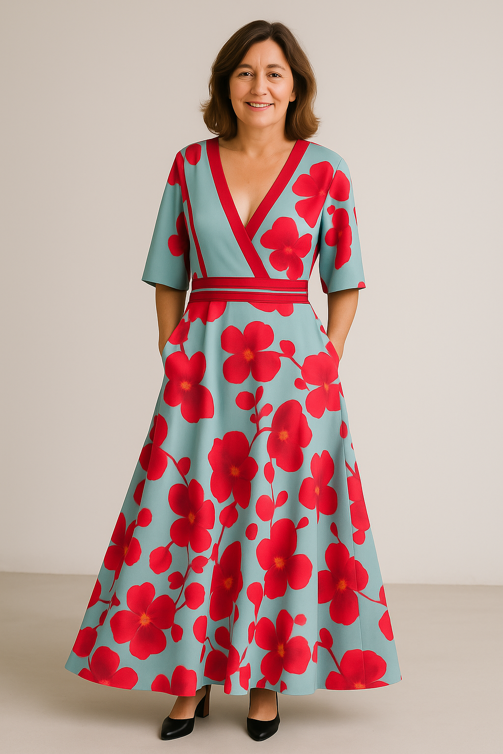 Beyond Chic | Elegant Floral Wrap Dress