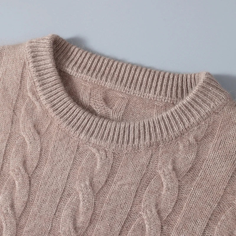 Evoque™ | Mink Cashmere Round Neck Winter Pullover