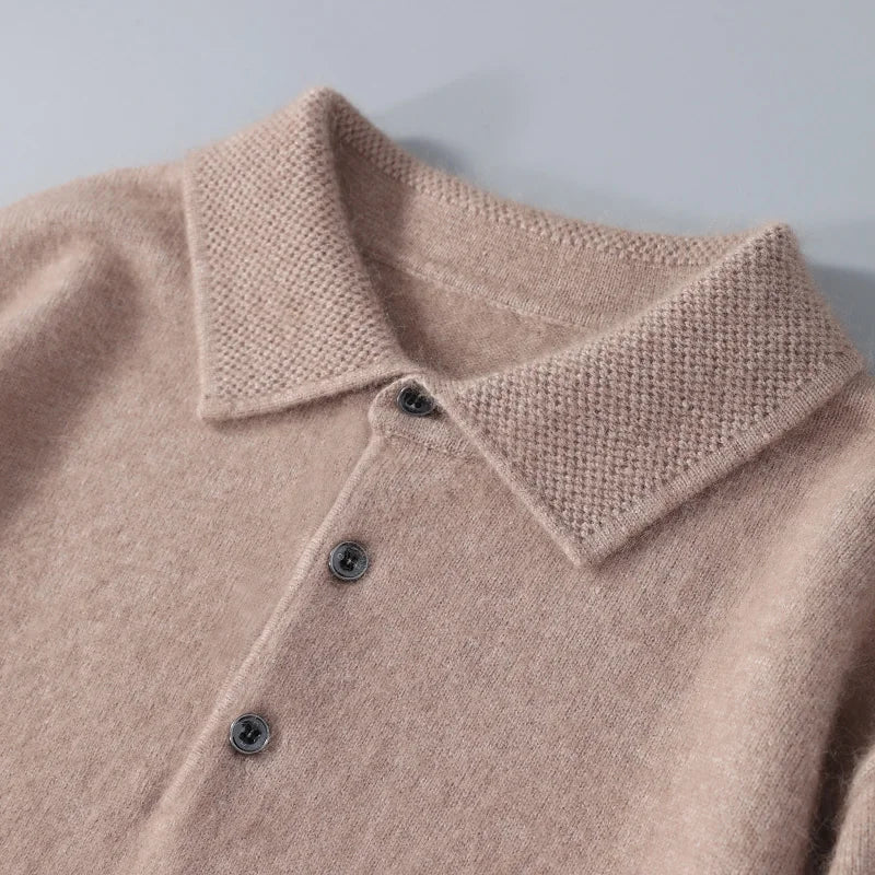 Evoque™ | Mink Cashmere Polo Sweater