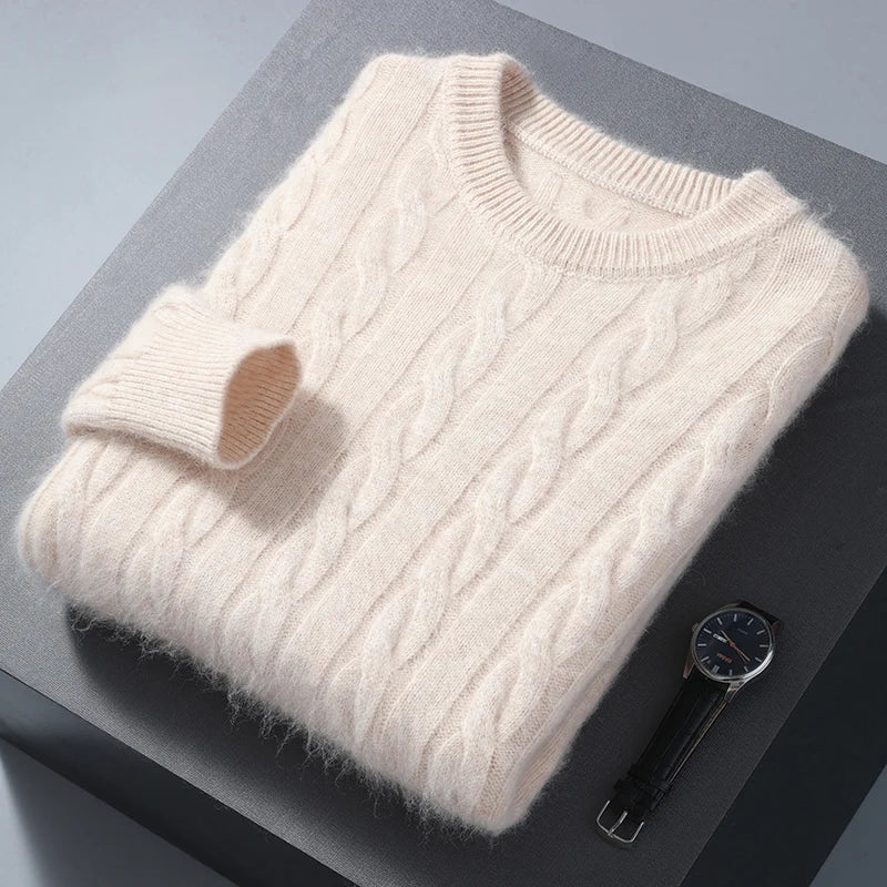 Evoque™ | Mink Cashmere Round Neck Winter Pullover