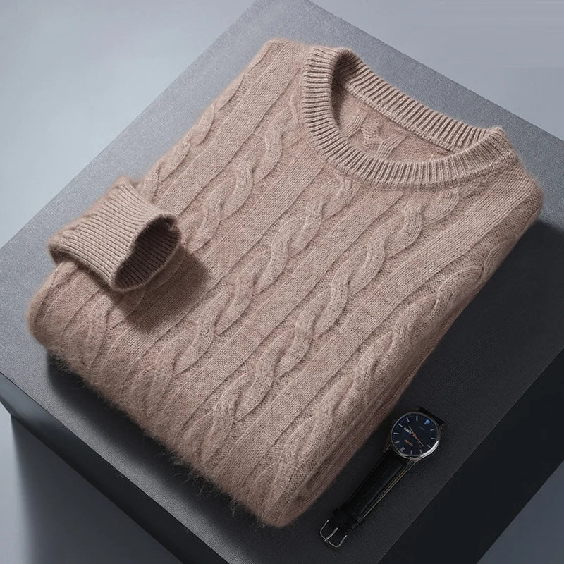 Evoque™ | Mink Cashmere Round Neck Winter Pullover