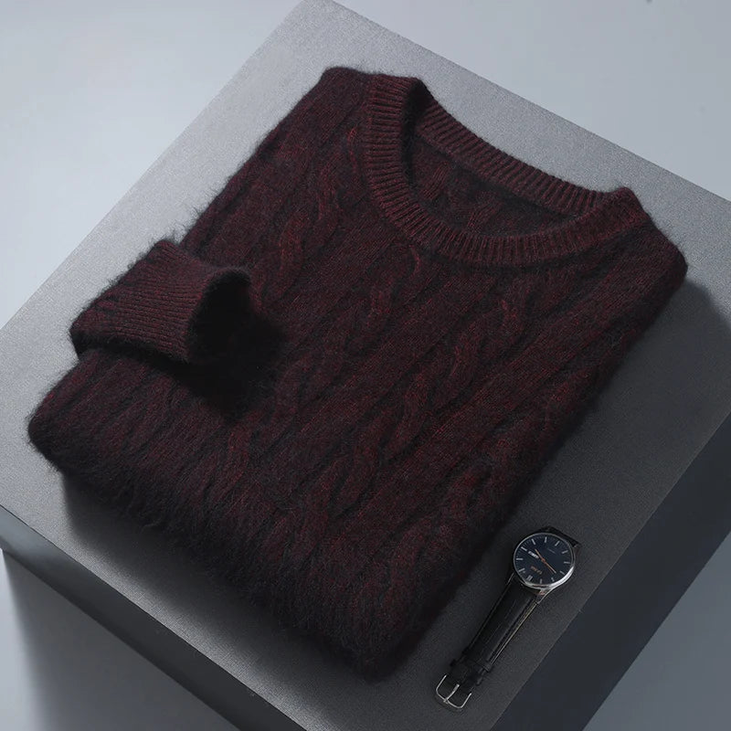 Evoque™ | Mink Cashmere Round Neck Winter Pullover