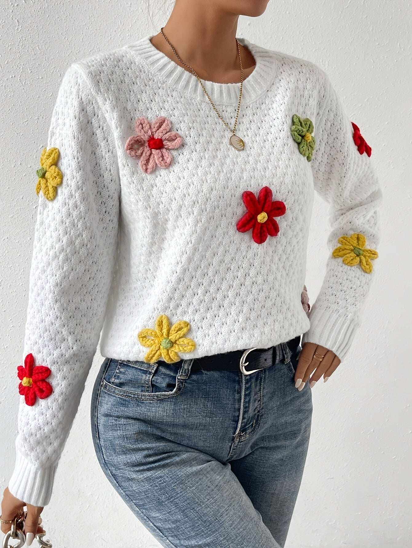 Evoque™ | 3D Floral Knit Sweater