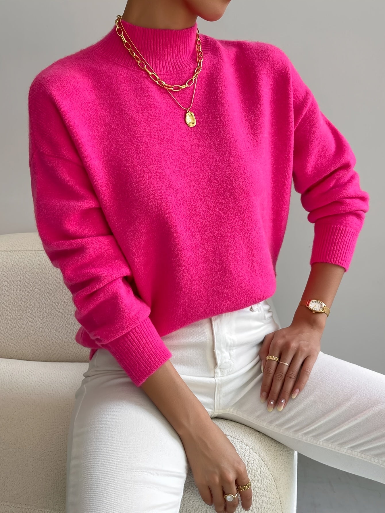 Evoque™ | Classic High-Neck Knit Sweater