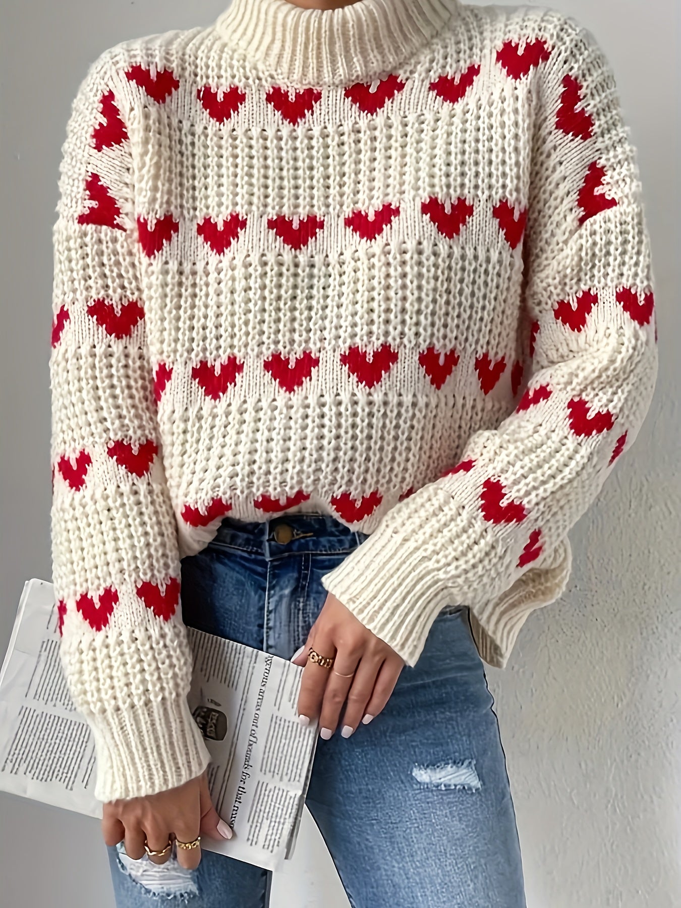 Evoque™ | Cozy Heart Knit Sweater