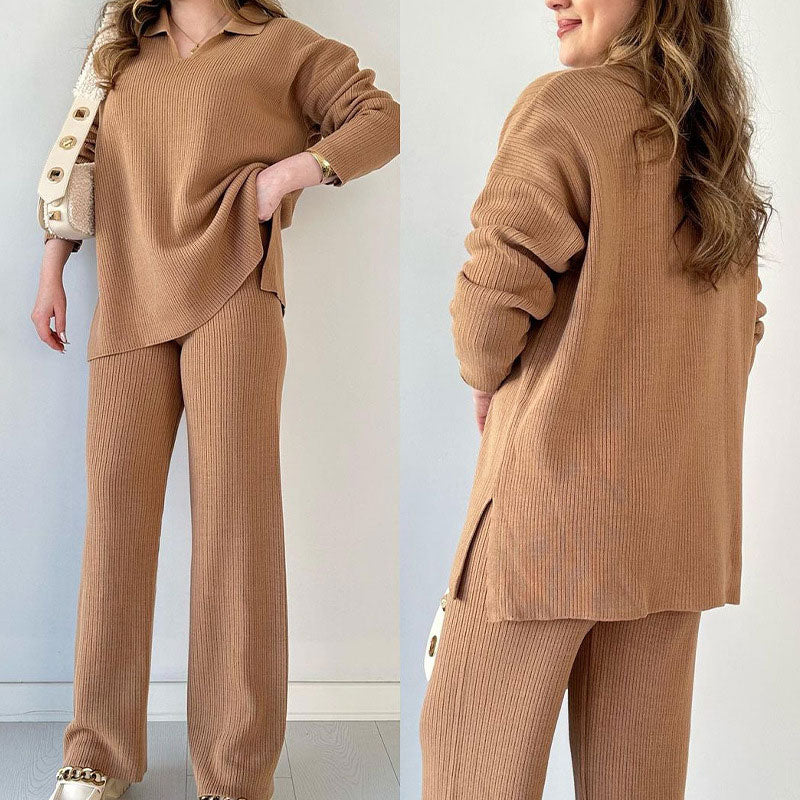 Darina | Casual two-piece set with V-neck and slit